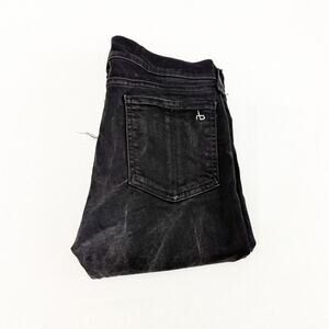 Rag & Bone Ankle Skinny Black Raw Hem Charcoal Denim Jeans Size 28